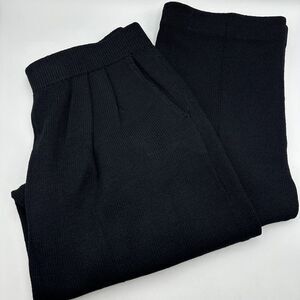St.‎ John Sportswear Santana Knit Pants Womens 8 Black Pleated Elastic Waist